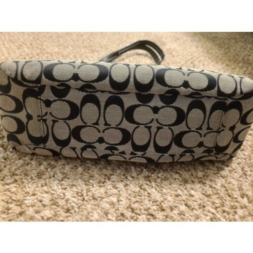 💸SOLD EUC Coach Signature Black Gray Handbag Purse & Matching Wallet - Picture 6 of 16